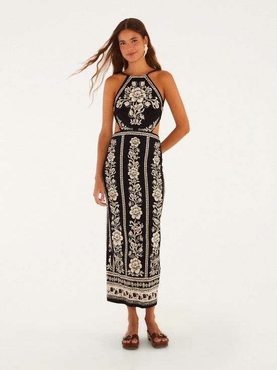 FARM Rio Dresses & Skirts - FARM Rio Delicate Floral Midi Dress - Women's Fitted Print Dress